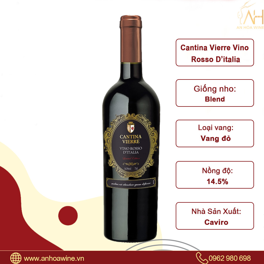 Vang Đỏ Ý Cantina Vierre Vino Rosso D’italia