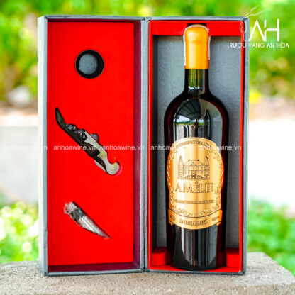 [SET QUÀ TẶNG] Hộp 1 Chai Rượu Vang Pháp Amelie Kèm Phụ Kiện - Hình ảnh 2