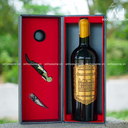 [SET QUÀ TẶNG] Hộp 1 Chai Rượu Vang Pháp Charlotte Kèm Phụ Kiện - Hình ảnh 2
