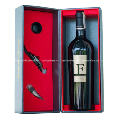 Set quà tặng hộp 1 chai rượu vang Ý Negroamaro Kèm Phụ Kiện