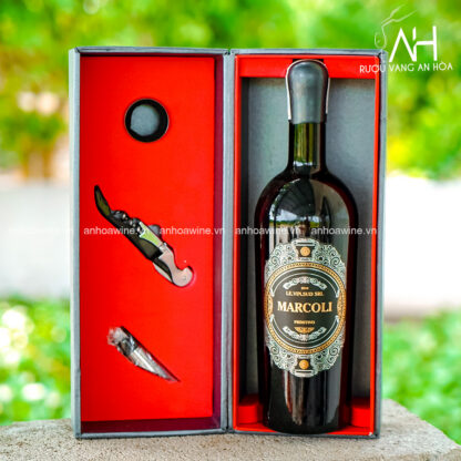 [SET QUÀ TẶNG] HỘP 1 Chai Rượu Vang Ý Marcoli Kèm Phụ Kiện - Hình ảnh 2