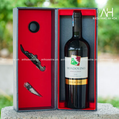 [SET QUÀ TẶNG] Hộp 1 Chai Rượu Vang Ý Mondovino Kèm Phụ Kiện - Hình ảnh 2