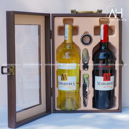 [SET QUÀ TẶNG] Hộp Gỗ Mặt Kính 2 Chai Rượu Vang Úc Margheria - Hình ảnh 2