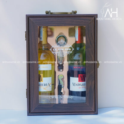 [SET QUÀ TẶNG] Hộp Gỗ Mặt Kính 2 Chai Rượu Vang Úc Margheria - Hình ảnh 3