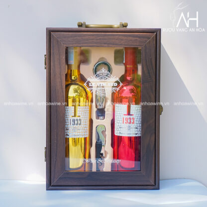 [SET QUÀ TẶNG] Hộp Gỗ Mặt Kính 2 Chai Rượu Vang Ý 1933 14% - Hình ảnh 3