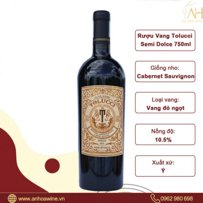 Rượu Vang Ngọt Ý Tolucci Semi Dolce 10,5% - Hình ảnh 2