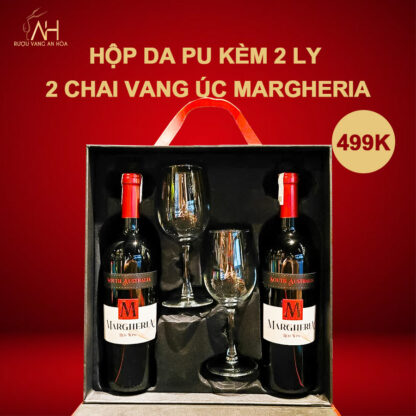 Set Quà Tặng Hộp Da 2 Chai Vang Úc Margheria