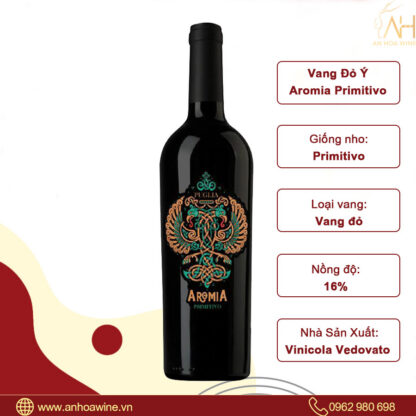 Rượu Vang Đỏ Ý Aromia Primitivo - Hình ảnh 2