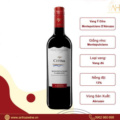 Rượu Vang Đỏ Ý citra Montepulciano d'Abruzzo - Hình ảnh 2