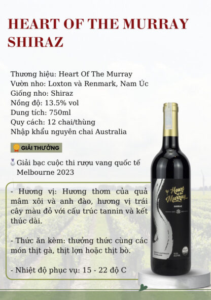 Rượu Vang Đỏ Heart Of The Murray Shiraz - Hình ảnh 2