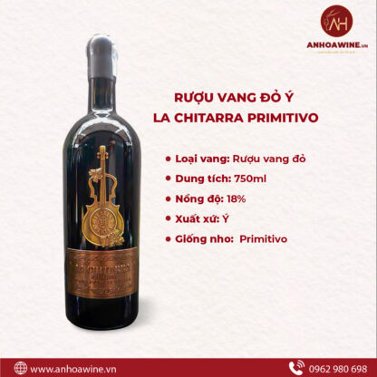 Rượu Vang Đỏ Ý La Chitarra Primitivo 18 Độ - Hình ảnh 2
