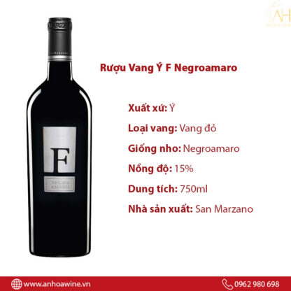 Rượu Vang Đỏ Ý F Negroamar