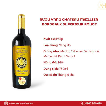 Rượu Vang Pháp Chateau Meillier Bordeaux Superieur